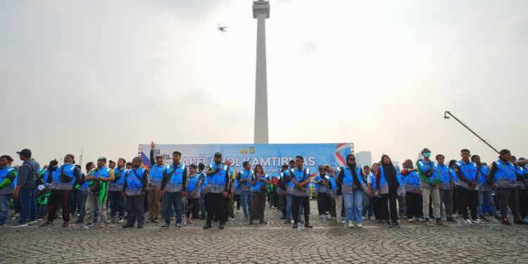 Hadiri Apel Ojol Kamtibmas, Kapolri Ajak Bersinergi Jaga Kamtibmas